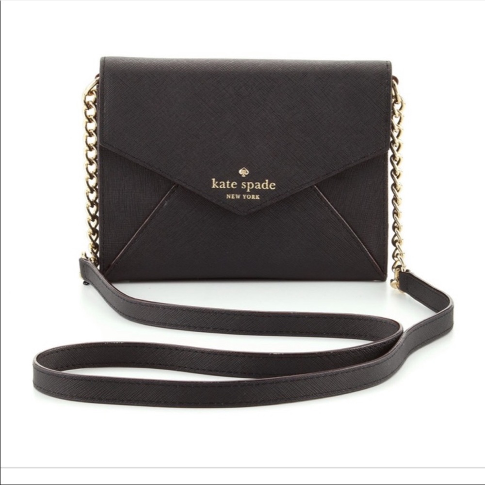 Kate Spade Black Leather Envelope Crossbody